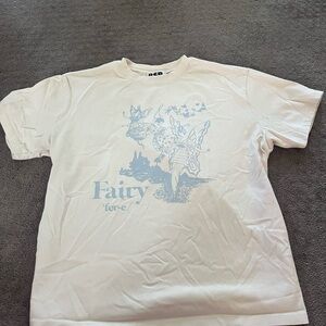 Cream T-Shirt with Blue Fairy Print